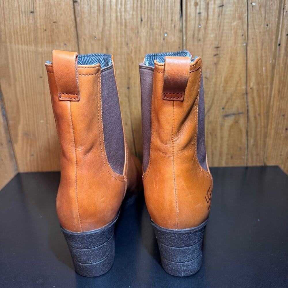 UGG Dupre Chestnut Leather Wedge Boots Women’s Size 9 - Picture 4 of 9